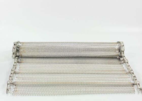 Nastro trasportatore in acciaio inossidabile a trama bilanciata con catena a rulli per trasportatore, nastro trasportatore per la pulizia di verdure per uso alimentare